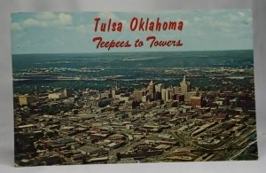 Tulsa, Oklahoma Downtown Cancelled 1969 Vintage Postcard Aerial View