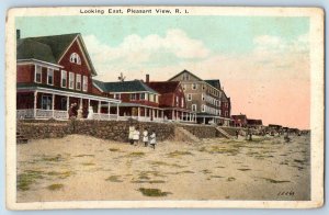 Pleasant View Rhode Island Postcard Looking East Seashore Children 1929 Vintage