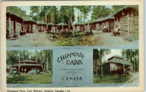 FORT WILLIAM, Ontario  Canada   CHIPPEWA PARK  Tourist Cabins  c1920s   Postcard