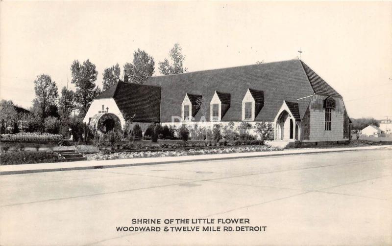 C35/ Detroit Michigan Mi Real Photo RPPC Postcard c1940s Shrine of Little Flower