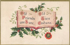 Christmas Greetings Mistletoe and Holly Old Friends are Sure Old Ties Endure DB