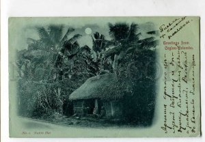 3138715 Greetings from CEYLON COLOMBO Native Hut MOON LIGHT OLD