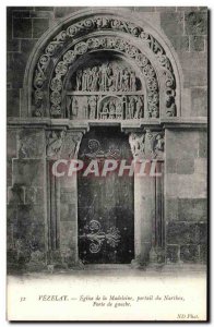 Old Postcard Vezelay Madeleine Church Narthex Portal Door Left