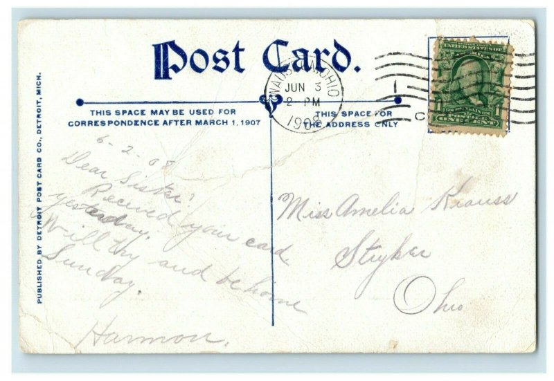 C.1910 High School, Wauseon, OH Vintage Post Card P18