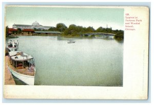 c1905 Lagoon At Jackson Park And Wooden Island Boat Chicago Illinois IL Postcard