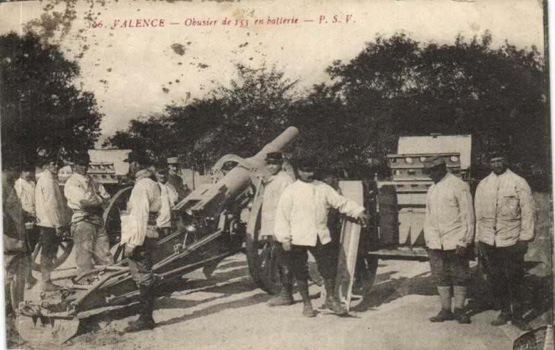 CPA Militaire (Dep.26) Valence - Obusier de 155 en batterie (92128)