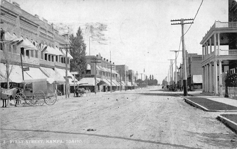 J51/ Nampa Idaho Postcard c1910 First Street Stores Delivery Wagon  7