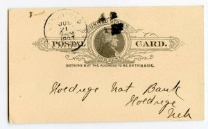 United States Postal Card Litchfield Bank Litchfield Nebraska Dated 1893