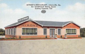 Adairsville Georgia Myron's Restaurant Linen Vintage Postcard AA30724