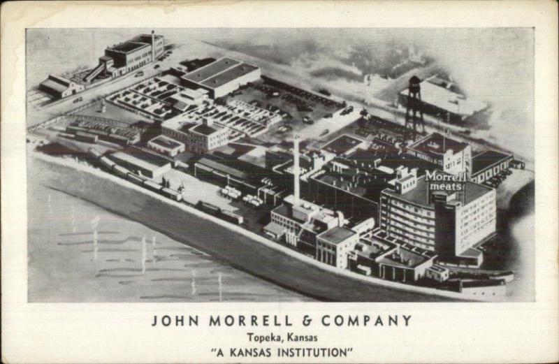 Topeka KS John Morrell & Co Aerial View 1930s-40s Postcard