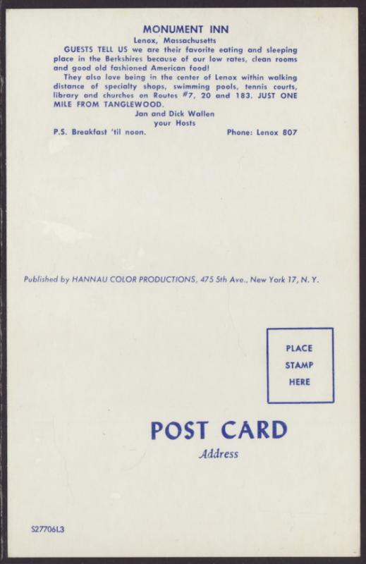 Monument Inn,Lenox,MA