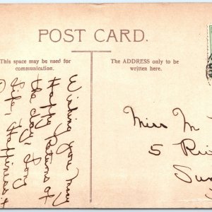 c1910s Lovely Flowers Telegraph Line Pole Birthday Poem Postcard Insulators A80