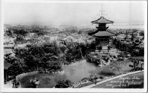 RPPC Pagoda Lake, Bernheimer Gardens, Hollywood CA Vintage Postcard D27