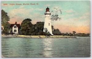1910 Marblehead Lighthouse Ohio Postcard - Lake Erie Sandusky Postmark