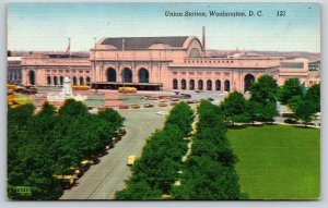 Washington DC~Air View Union Station~Vintage Linen Postcard