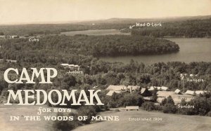 Washington ME Camp Medomak For Boys Aerial View Real Photo Postcard