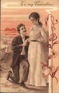 PFB Serie 7197 Metamorphic Heart Sun Fantasy Wedding Proposal c1910 Postcard