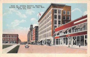 Sixth Street Davidson Building Post Office City Hall Sioux Iowa 1920c postcard