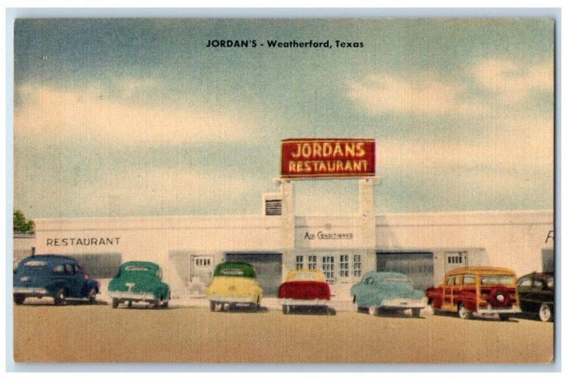 c1940 Jordan's Restaurant Catering Traveling American Weatherford Texas Postcard