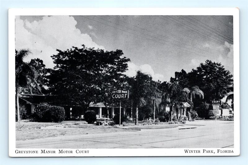 Postcard FL Winter Park Greystone Manor Motor Court Motel c1950s E22