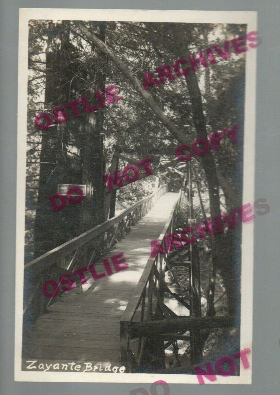 Mt. Hermon CALIFORNIA RPPC c1920s ZAYANTE BRIDGE nr Felton Santa Cruz COOPER #2