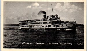 1930s Steamer Sagamo Ferry Boat Muskoka Lakes Ontario Canada Postcard