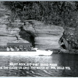 c1950s Wisconsin Dells, WI RPPC Pulpit Rock Baby Grand Piano Real Photo Wis A197