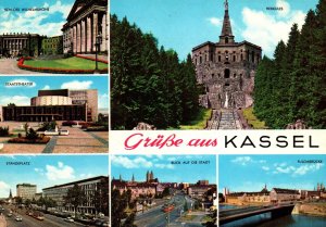 VINTAGE CONTINENTAL SIZE POSTCARD GREETINGS FROM KASSEL GERMANY 1980s