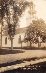 A4/ Castine Maine Me RPPC Real Photo Postcard c1920 Old Unitarian Church 1790