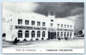 ST. PETERSBURG, FL  ~ YARDAGE UNLIMITED Fabric Outlet Store c1950s Postcard