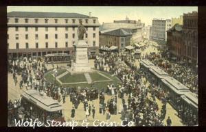 Early View Monument Square with Trolly Portland ME A6435