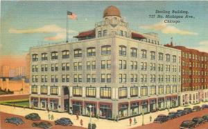 Autos CHICAGO ILLINOIS 1940s Sterling Building Teich linen postcard 4881