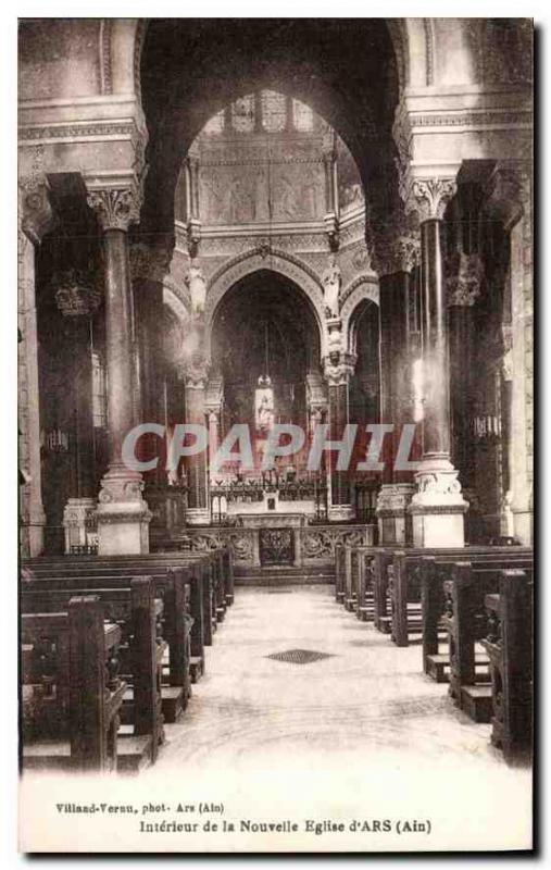 Old Postcard Interior of the New Church of Ars Ain