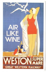 Bathing Beauty Drinking Wine, Weston Super Mare, Great Western Railway