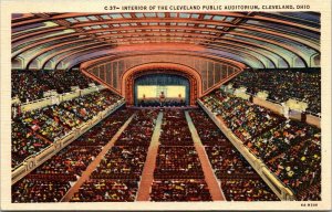 Vtg Cleveland Ohio OH Interior of the Public Auditorium 1930s Linen Postcard