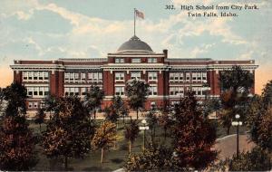 Twin Falls Idaho High School Street View Antique Postcard K98878