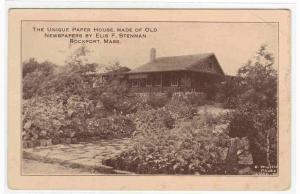 Paper House Made of Newspapers Rockport Massachusetts 1920s postcard