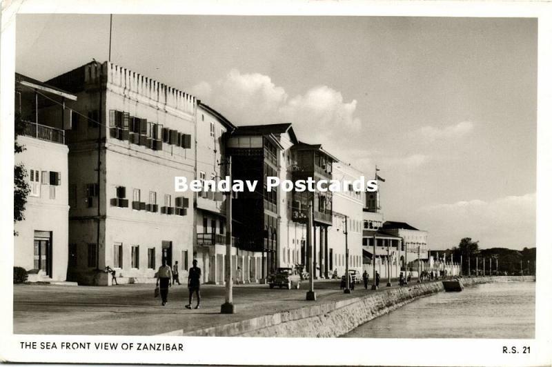 tanzania, ZANZIBAR, The Sea Front View (1961) RPPC Stamp