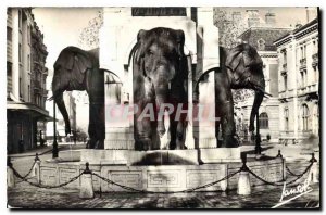 Old Postcard Chambery Savoie Fountain of Elephants