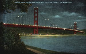 Vintage Postcard 1948 Golden Gate Bridge San Francisco-Marin County California