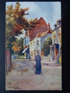 Sussex BEXHILL High Street - Old Postcard by Artist Florence E. Hoare