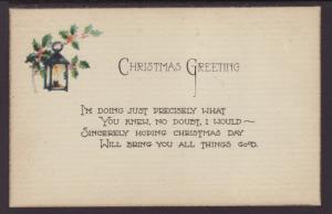 Christmas Greetings,Lantern Postcard