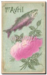 Festivals - Wishes - Fish of April - April Fool - fish and - Old Postcard