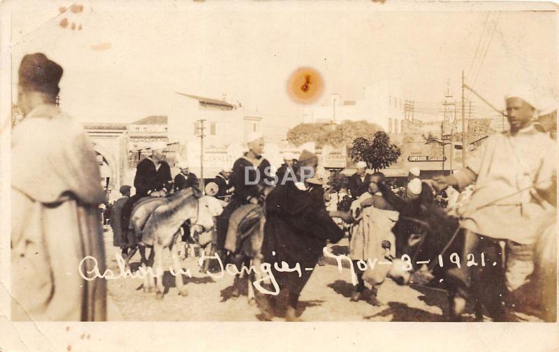 C53/ Tangier Morocco Foreign RPPC Postcard c1920 Soldiers Donkeys Natives 