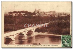 Old Postcard Avignon Le Pont De Villeneuve And Palais Des Papes