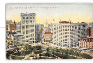 New York City NY Postcard 1907-1915 The Flat Iron and Fifth Avenue Buildings