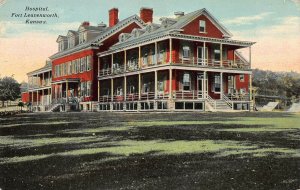 Hospital, Fort Leavenworth, Kansas, Early Postcard, Used in 1913