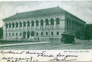 Brighton Trolley at the Public Library - Boston, Massachusetts pm 1907 UDB