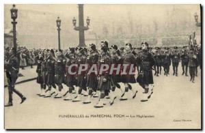 Postcard Old Death Funerals of Marechal Foch The Highlanders