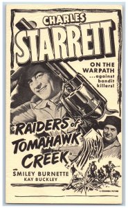 Charles Starrett Postcard Raiders Of Tomahawk Creek Movie Advertising c1910's